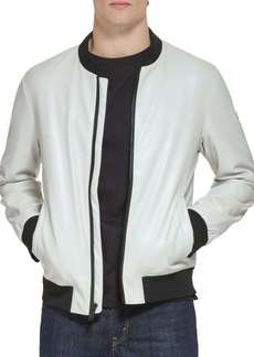 DKNY Croc-Embossed Faux Leather Bomber Jacket