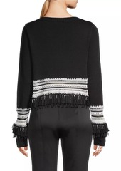 DKNY Deco Fringe-Embellished Cotton-Blend Sweater