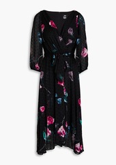 DKNY Sleepwear - Flocked floral-print crepon dress - Black - US 12