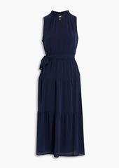 DKNY Sleepwear - Gathered belted crepon midi dress - Blue - US 8