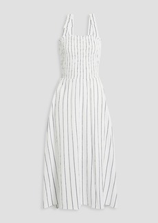 DKNY Sleepwear - Shirred striped jacquard midi dress - White - US 8