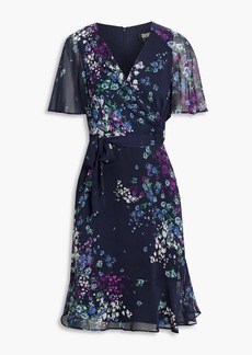 DKNY Sleepwear - Wrap-effect floral-print georgette mini dress - Blue - US 2