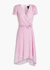 DKNY Sleepwear - Wrap-effect printed crepon midi dress - Pink - US 10
