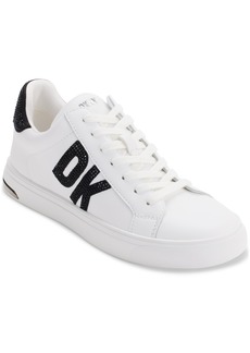 Dkny Abeni Rhinestone Logo Low Top Sneakers - Bright White/ Black