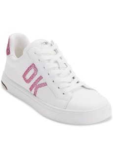 Dkny Abeni Rhinestone Logo Low Top Sneakers - White/ Shocking Pink