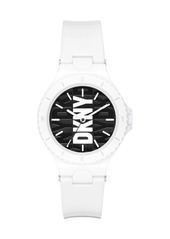 DKNY Chambers Three-Hand White Polyurethane Watch