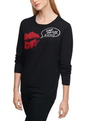Dkny Crewneck Kiss Lips Graphic Sweater