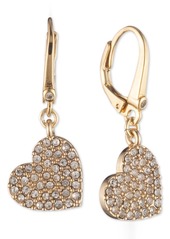 Dkny Crystal Heart Drop Lever Back Earrings, Created for Macy's