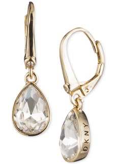 Dkny Crystal Logo Teardrop Drop Earrings - Gold