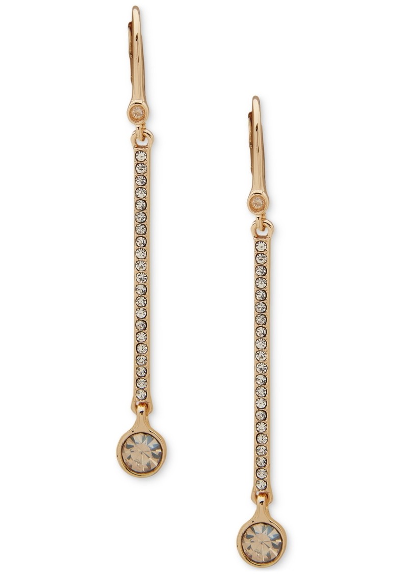 Dkny Crystal Stone Pave Bar Linear Drop Earrings - Golden