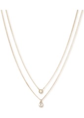 "Dkny Double Row Pendant Necklace, 16"" long + 3"" Extender - Gold"