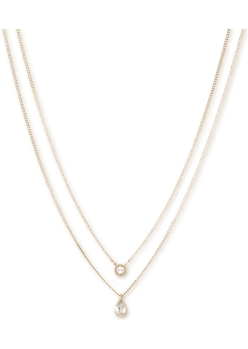 "Dkny Double Row Pendant Necklace, 16"" long + 3"" Extender - Gold"