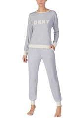 Dkny Embroidered Logo Top & Jogger Pants Pajamas Set