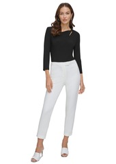 Dkny Essential Slim Leg Ankle Pants - Ivory