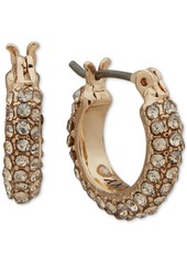 "Dkny Extra-Small Pave Crystal Hoop Earrings, 0.35"" - Gold"