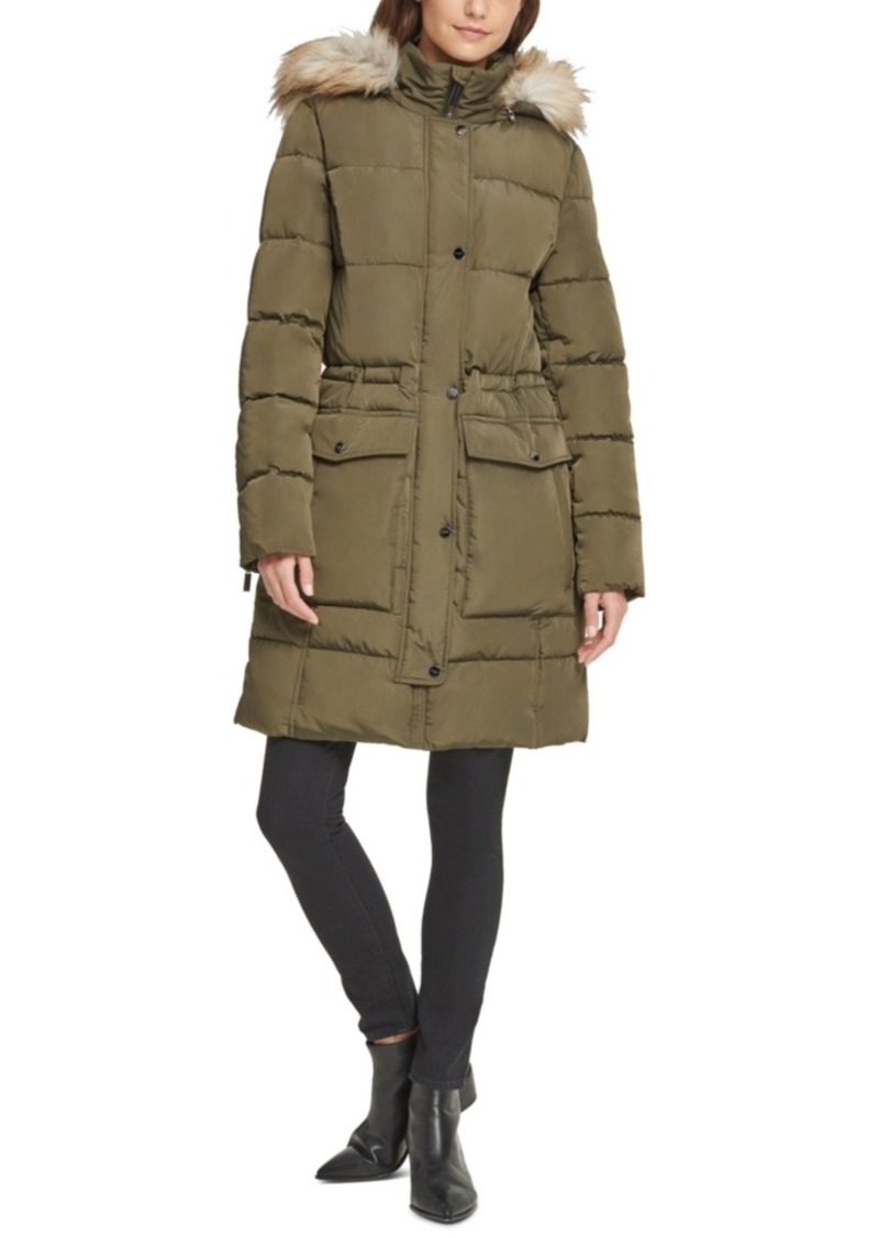 dkny anorak with faux fur trim