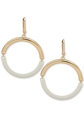 Dkny Gold-Tone & Color Spit Hoop Drop Earrings - White