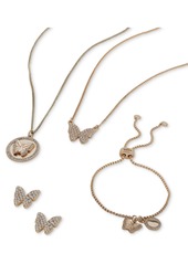 Dkny Gold-Tone Butterfly Pave Charm Slider Bracelet - Gold