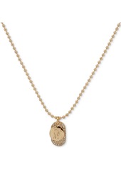 "Dkny Gold-Tone Crystal & Logo Charm Pendant Necklace, 16"" + 3"" extender - White"