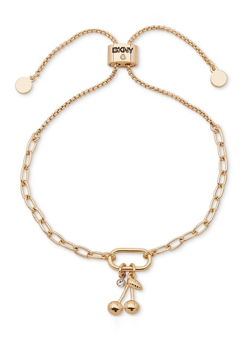 Dkny Gold-Tone Crystal Cherries Slider Bracelet - Crystal Wh