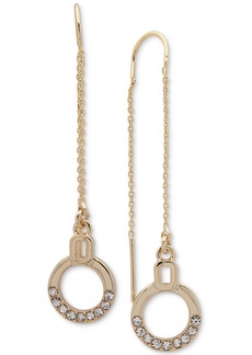 Dkny Gold-Tone Crystal Circle Threader Earrings - Gold