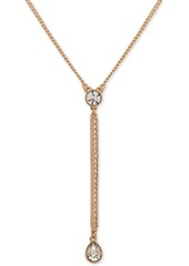 "Dkny Gold-Tone Crystal Lariat Necklace, 16"" + 3"" extender - Gold"