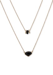 "Dkny Gold-Tone Crystal Layered Pendant Necklace, 16"" + 3"" extender - Black"