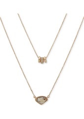 "Dkny Gold-Tone Crystal Layered Pendant Necklace, 16"" + 3"" extender - Golden"
