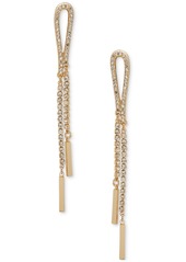 Dkny Gold-Tone Crystal Pave & Polished Bar Loop Long Linear Drop Earrings - Crystal