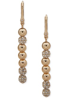 Dkny Gold-Tone Crystal Pave Ball Linear Earrings - White