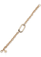 Dkny Gold-Tone Crystal Pave Large Center Link Flex Bracelet - White