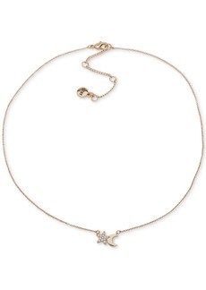 "Dkny Gold-Tone Crystal Pave Star Moon Pendant Necklace, 16"" + 3"" extender - White"
