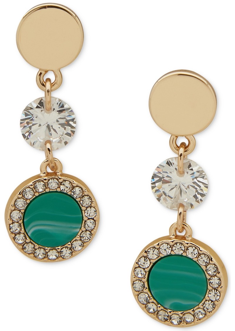 Dkny Gold-Tone Cubic Zirconia & Pave Color Inlay Double Drop Earrings - Turquoise