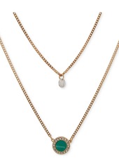 "Dkny Gold-Tone Cubic Zirconia & Pave Color Inlay Layered Pendant Necklace, 16"" + 3"" extender - Turquoise"