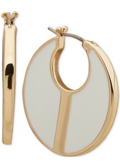 "Dkny Gold-Tone Extra-Small Color Filled Hoop Earrings, 0.41"" - White"