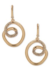 Dkny Gold-Tone Large Pave Crystal Twist Drop Earrings - White