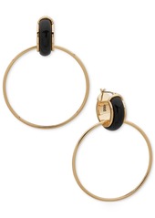 Dkny Gold-Tone Large Ring Charm Color Tubular Hoop Earrings - Black