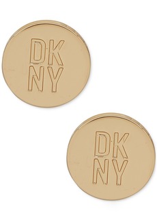 Dkny Gold-Tone Logo Round Stud Earrings - Gold