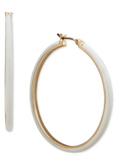 "Dkny Gold-Tone Medium Color-Coated Hoop Earrings, 1.52"" - White"