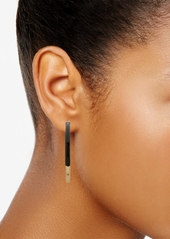 "Dkny Gold-Tone Medium Half-Black Tubular Hoop Earrings, 1.5"" - JET"