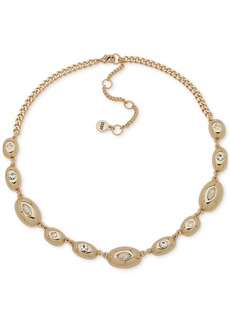 "Dkny Gold-Tone Mixed Crystal Station Collar Necklace, 16"" + 3"" extender - GLD/CRY"