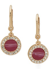 Dkny Gold-Tone Pave & Color Inlay Disc Drop Earrings - Pink