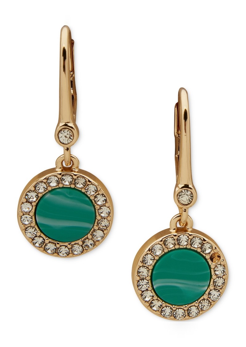 Dkny Gold-Tone Pave & Color Inlay Drop Earrings - Turquoise