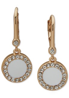 Dkny Gold-Tone Pave & Color Inlay Drop Earrings - White