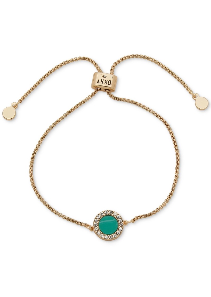 Dkny Gold-Tone Pave & Color Inlay Slider Bracelet - Turquoise
