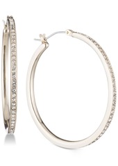 "Dkny Gold-Tone Pave 1"" Skinny Hoop Earrings - Silver"