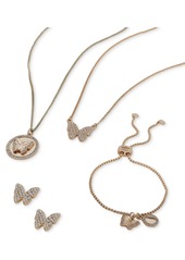 "Dkny Gold-Tone Pave Butterfly Pendant Necklace, 16"" + 3"" extender - Gold"