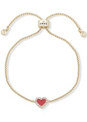 Dkny Gold-Tone Pave Colored Heart Slider Bracelet