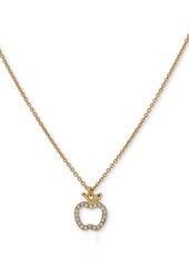"Dkny Gold-Tone Pave Crystal Apple Pendant Necklace, 16"" + 3"" extender - Crystal Wh"