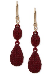 Dkny Gold-Tone Pave Crystal Double Drop Earrings - Red